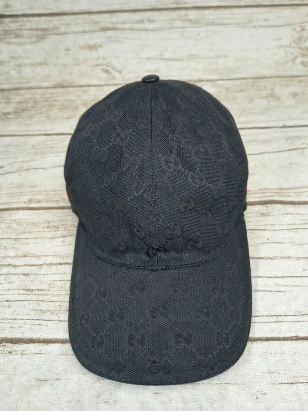 Gucci Black GG Monogram Baseball Cap Size M Made in Italy